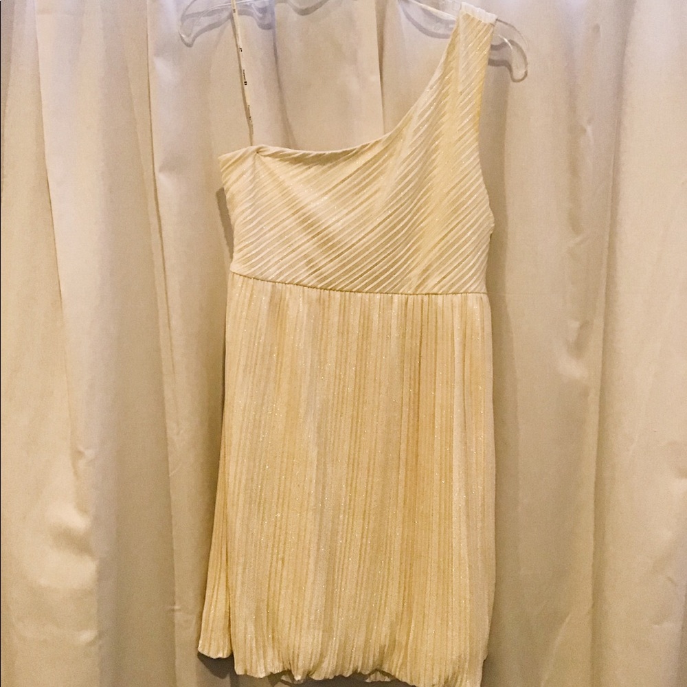 Gold/Ivory one shoulder mini dress